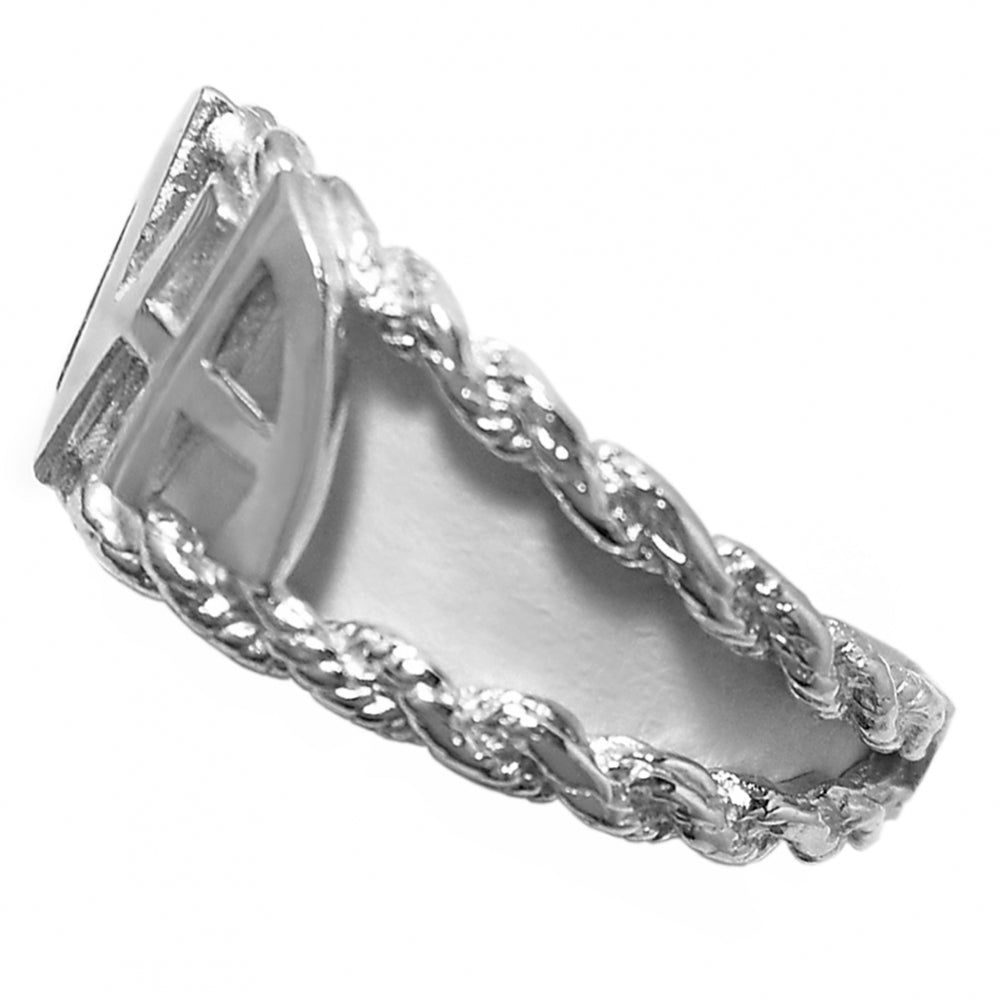 Narcotics Anonymous (NA) Initials Rope Banded Stirling Silver Ring