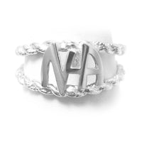 Narcotics Anonymous (NA) Initials Rope Banded Stirling Silver Ring