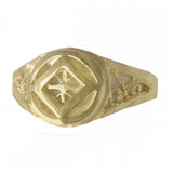 14k Gold Ring, Narcotics Anonymous NA Symbol on a Filigree Style Band