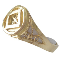 14k Gold Ring, Narcotics Anonymous NA Symbol on a Filigree Style Band