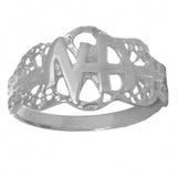 Sterling Silver Ring, Narcotics Anonymous NA Initial Filigree Style