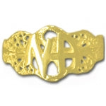 14k Gold Ring, Narcotics Anonymous NA Initial Filigree Style