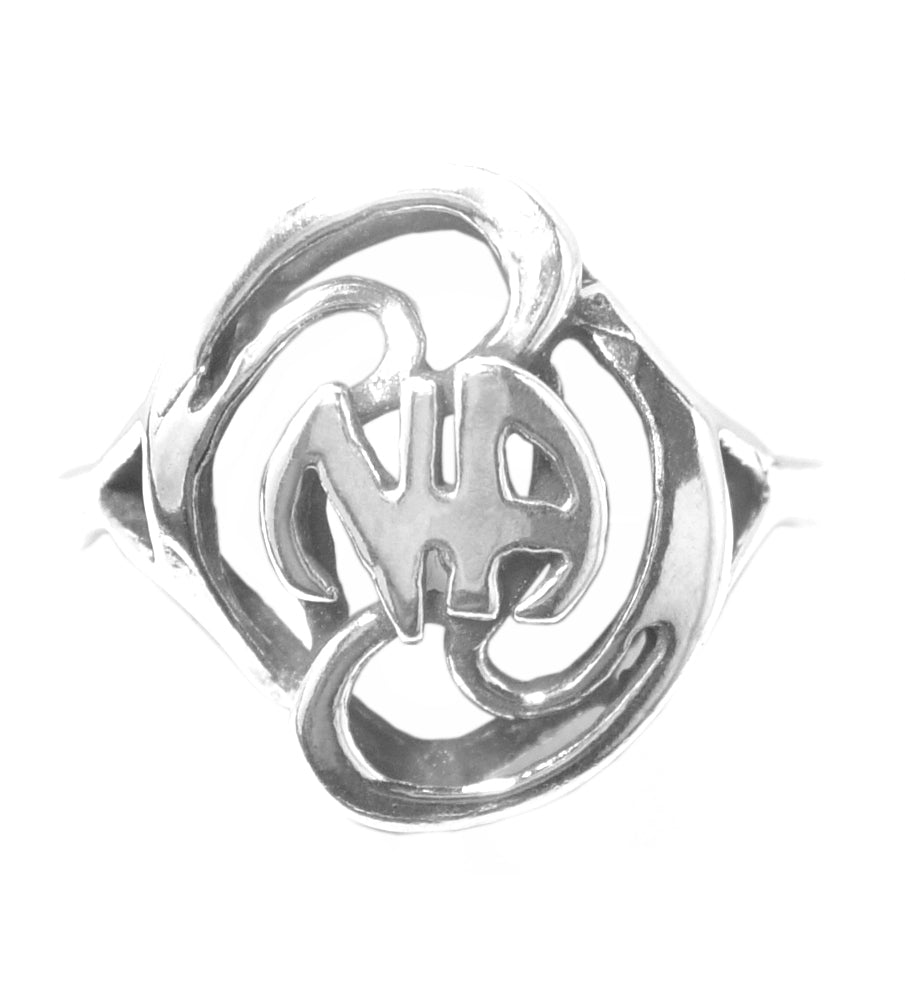 Sterling Silver Ring, Narcotics Anonymous NA Symbol with a Swirl Style Design