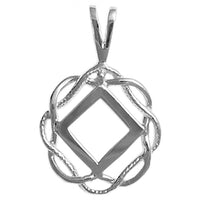 Sterling Silver Pendant, Narcotics Anonymous NA Symbol in a Basket Weave Circle, Medium Size
