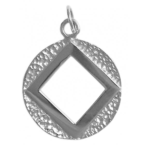 Sterling Silver Pendant, Open Narcotics Anonymous NA Symbol in a Coin Style Circle, Medium Size