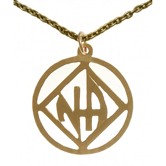 Set of Brass Narcotics Anonymous NA Symbol #558 Pendant with Brass Chain, Chain Available in 3 Different Lengths