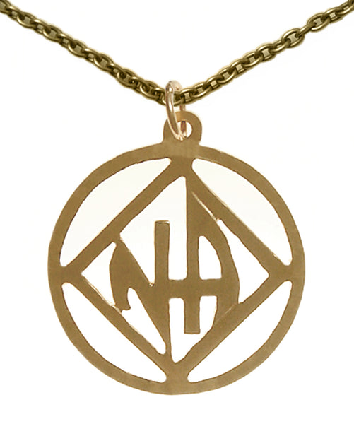 Set of Brass Narcotics Anonymous NA Symbol #558 Pendant with Brass Chain, $14.50-$16.00, Chain Available in 3 Different Lengths