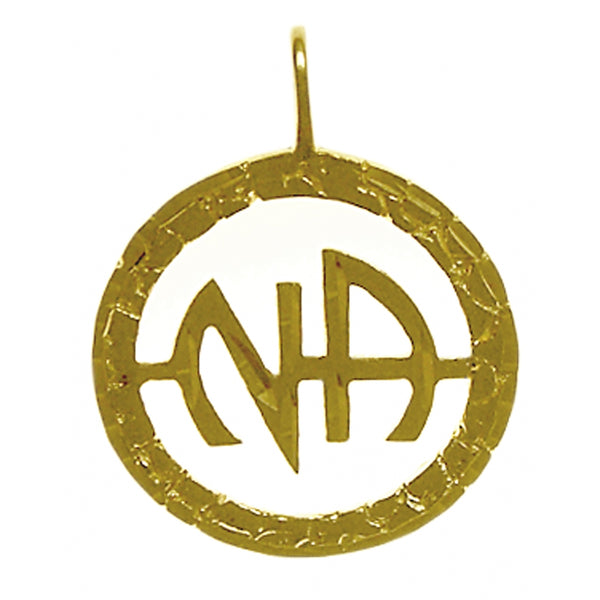 14k Gold Pendant, "Narcotics Anonymous" Initials, Nugget Style