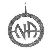 Sterling Silver Pendant, Narcotics Anonymous "NA" Initials