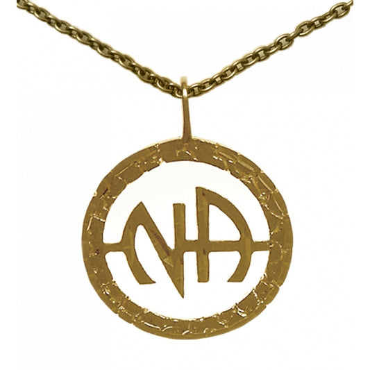 Set of Brass Narcotics Anonymous NA Initials Pendant #559 with Brass Chain, $13.50 Chain Available in 18" only.