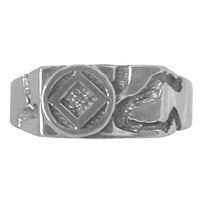Sterling Silver Ring Rectangular Ravine Textured Style Men's Narcotics Anonymous NA Symbol