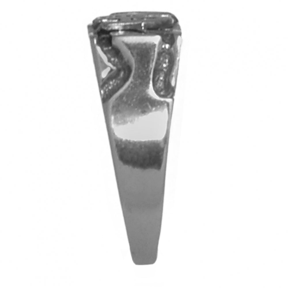 Sterling Silver Ring Rectangular Ravine Textured Style Men's Narcotics Anonymous NA Symbol