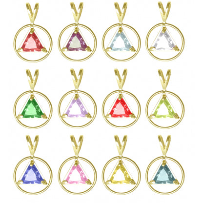 14k Gold AA Pendant – Open Heart with Circle Triangle Symbol, Medium Size, 3.1g, Pendant Only