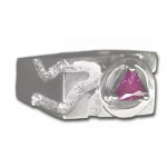 Sterling Silver Mens Ring Rectangular Ravine Textured Style  Alcoholics Anonymous AA Symbol with a 5X5mm CZ Triangle in Purple Amethyst Color