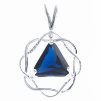 Sterling Silver Pendant, Medium Size, Basket Weave Style, Available in 12 Different 8mm Triangle Colored CZ Birthstones