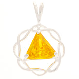 Sterling Silver Pendant, Medium Size, Basket Weave Style, Available in 12 Different 8mm Triangle Colored CZ Birthstones