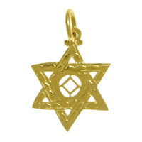 14k Gold Pendant, Narcotics Anonymous NA Symbol in a Jewish Star of David, Medium Size