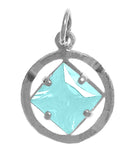 Sterling Silver Pendant, Narcotics Anonymous NA Symbol with 12 Different 8mm Square Colored CZ Birthstones