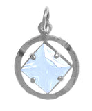 Sterling Silver Pendant, Narcotics Anonymous NA Symbol with 12 Different 8mm Square Colored CZ Birthstones