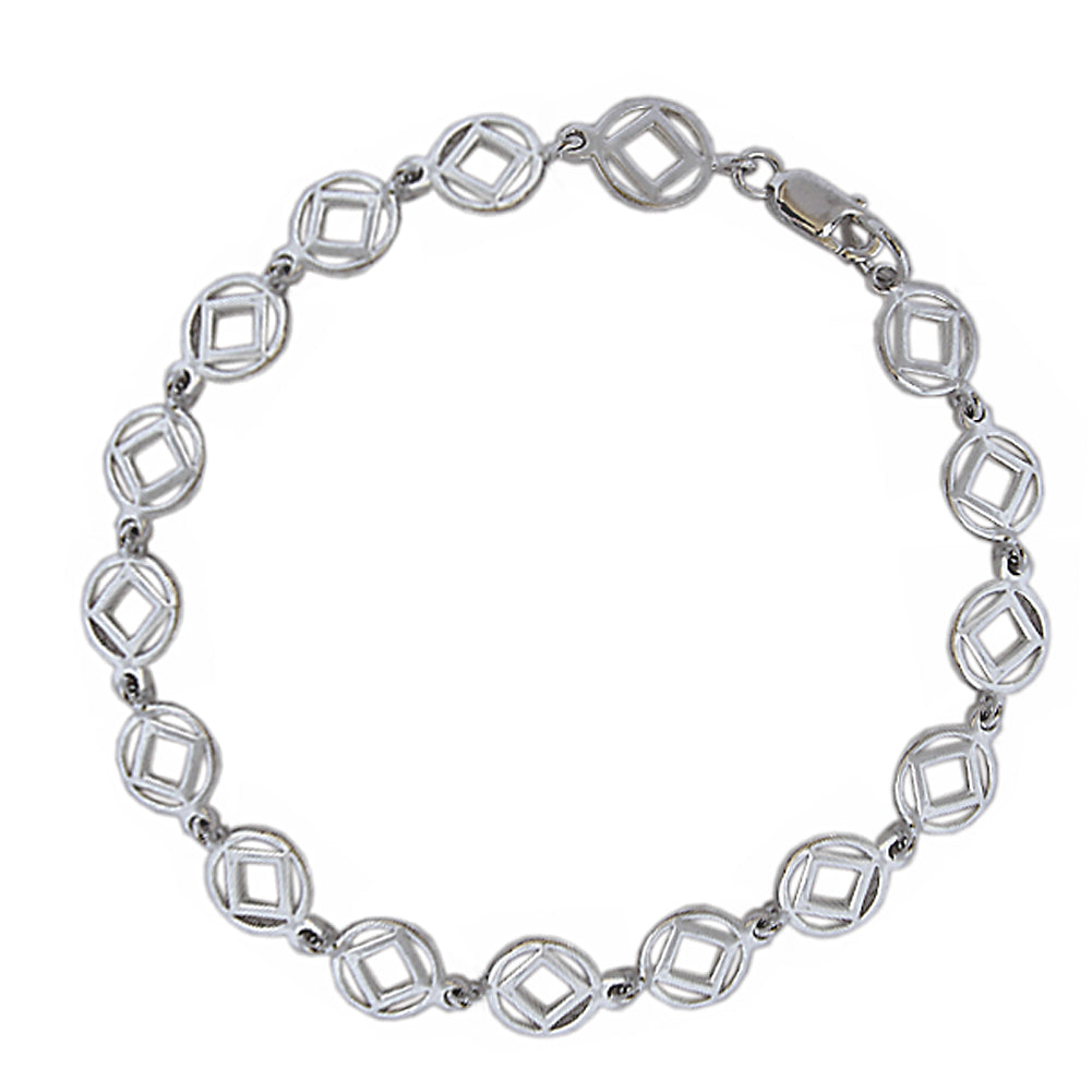 Sterling Silver Anklet, Continuous Narcotics Anonymous NA Symbol 7", 8" Bracelet or 9.5"