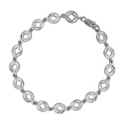Sterling Silver Anklet, Continuous Narcotics Anonymous NA Symbol 7", 8" Bracelet or 9.5"
