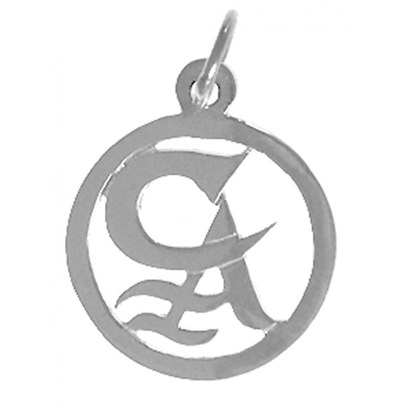 Cocaine Anonymous Pendant, Sterling Silver, "CA" Initials in Center of the Circle