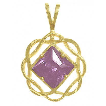 14k Gold Pendant, Medium Size, Narcotics Anonymous NA Basket Weave Circle, Available in 12 Different Birthstones