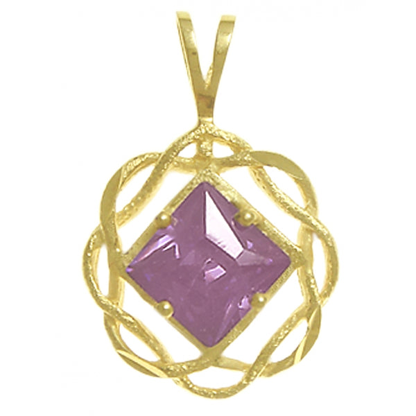 14k Gold Pendant, Medium Size, Narcotics Anonymous NA Basket Weave Circle, Available in 12 Different Birthstones