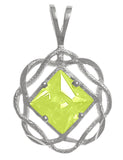 Narcotics Anonymous (NA) Symbol Square Birthstone in Basket Weave Circle Sterling Silver Pendant