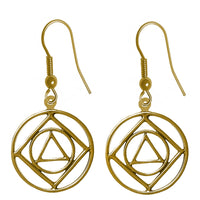 Brass, Alcoholics Anonymous AA & Narcotics Anonymous NA Anonymous Dual Symbol Earrings