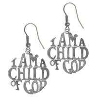 Sterling Silver, Sayings Earrings, "I AM A CHILD OF GOD"