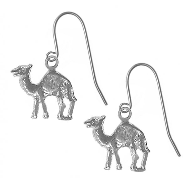 Sterling Silver Earrings, Adorable Camel "Can go 24 Hours without a Drink"
