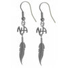 Sterling Silver Earrings, "Narcotics Anonymous" Initials with a Single Feather