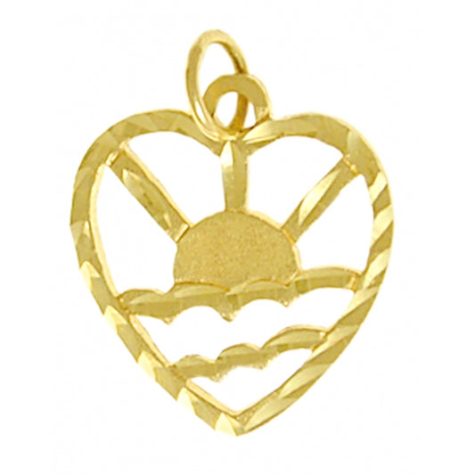 14k Gold PendantAdult Children of Alcoholics (ACOA) Pendant, Sunrise inside of a Heart