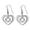 Sterling Silver, Heart Earrings with Narcotics Anonymous NA Symbol