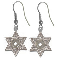 Sterling Silver Earrings, Narcotics Anonymous NA Symbol in a Jewish Star of David
