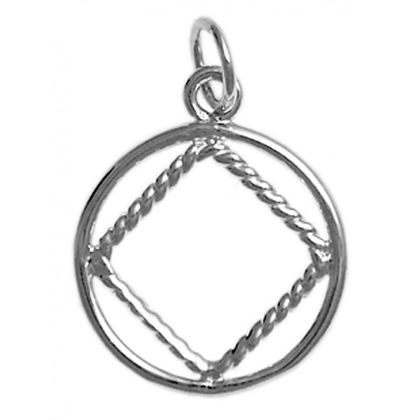 Sterling Silver Pendant, Twist Wire Style Narcotics Anonymous NA Symbol, Medium Size