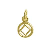 14k Gold Pendant, Narcotics Anonymous NA Symbol in a Smooth Circle, Very Small Size