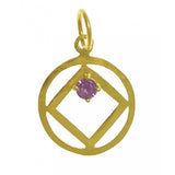 14k Gold Pendant, Narcotics Anonymous NA Symbol, Available in 12 Different Birthstones