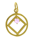 14k Gold Pendant, Narcotics Anonymous NA Symbol, Available in 12 Different Birthstones