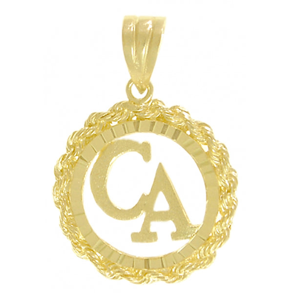 Cocaine Anonymous Pendant, 14k Gold, "CA" Initials in a Rope Circle