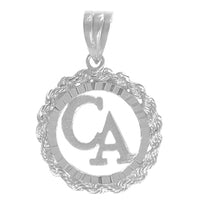 Cocaine Anonymous Pendant, Sterling Silver, "CA" Initials in a Rope Circle