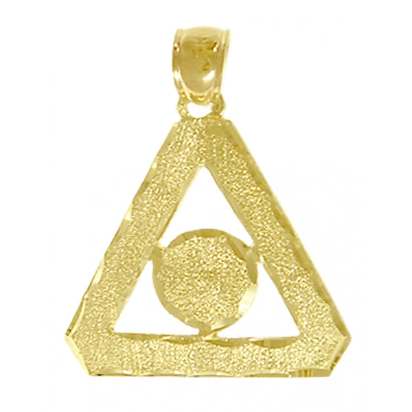 14k Gold Pendant, Family Recovery Symbol w/Diamond Cut Accents, Medium Size
