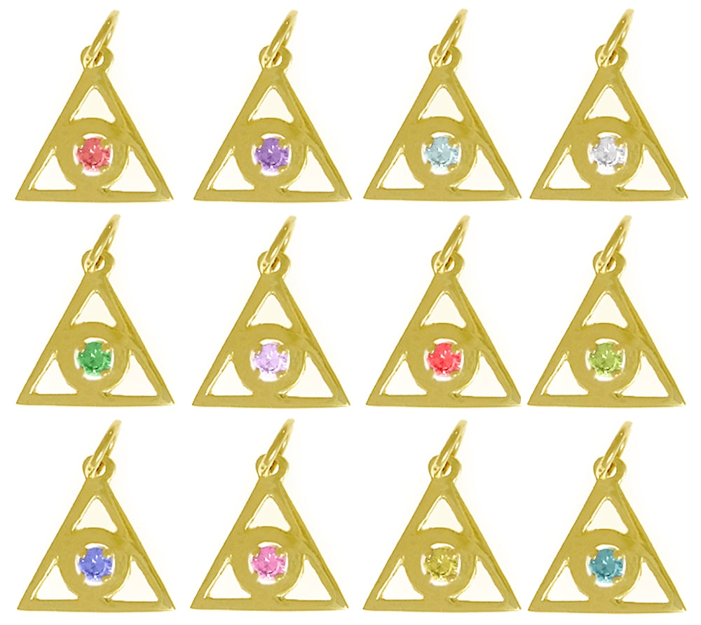 14k Gold Pendant, Medium Size, Family Recovery Symbol, Available in 12 Different Birthstones