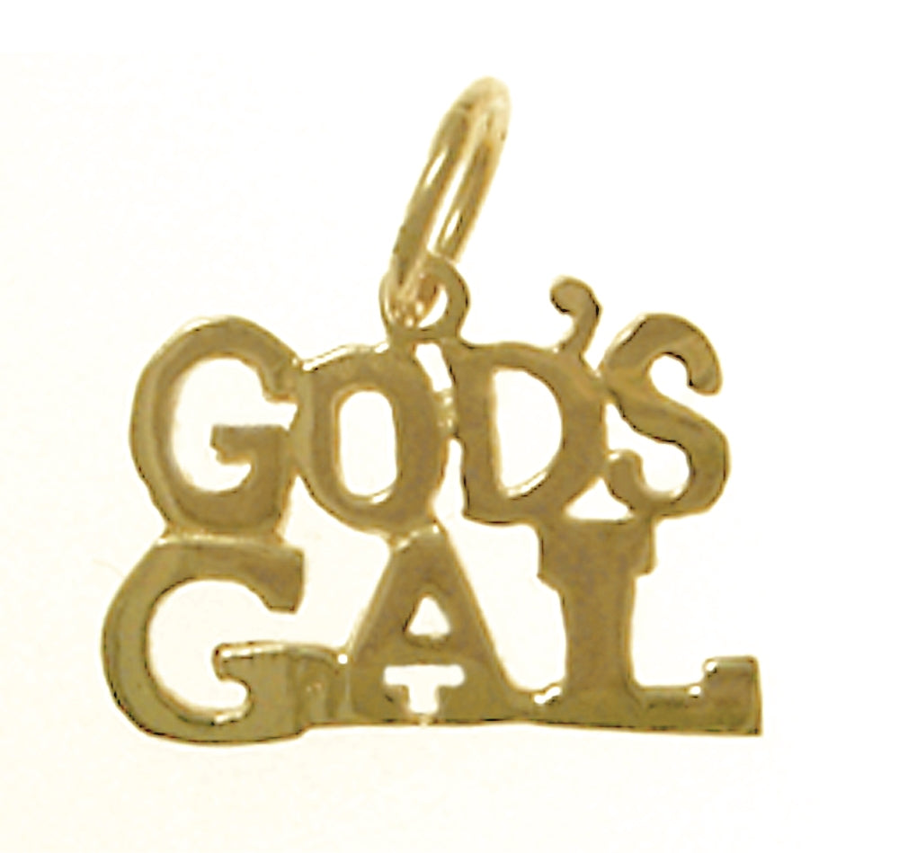 14k Gold, Sayings Pendant, "GOD'S GAL"