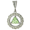 Sterling Silver Rope Style Circle Pendant with 8mm Triangle Birthstone – 12-Step Recovery Jewelry