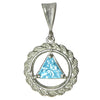 Sterling Silver Rope Style Circle Pendant with 8mm Triangle Birthstone – 12-Step Recovery Jewelry