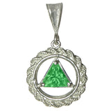 Sterling Silver Pendant, Medium Size, Rope Style Circle, Available in 12 Different 8mm Triangle Colored CZ Birthstones