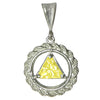Sterling Silver Rope Style Circle Pendant with 8mm Triangle Birthstone – 12-Step Recovery Jewelry