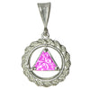 Sterling Silver Rope Style Circle Pendant with 8mm Triangle Birthstone – 12-Step Recovery Jewelry